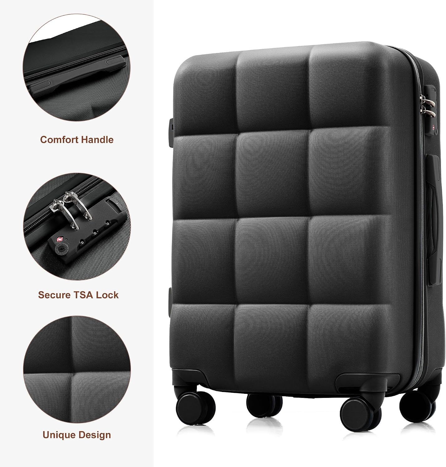 Hardshell Luggage Sets Suitcase with TSA Lock Luggage with Travel Bag