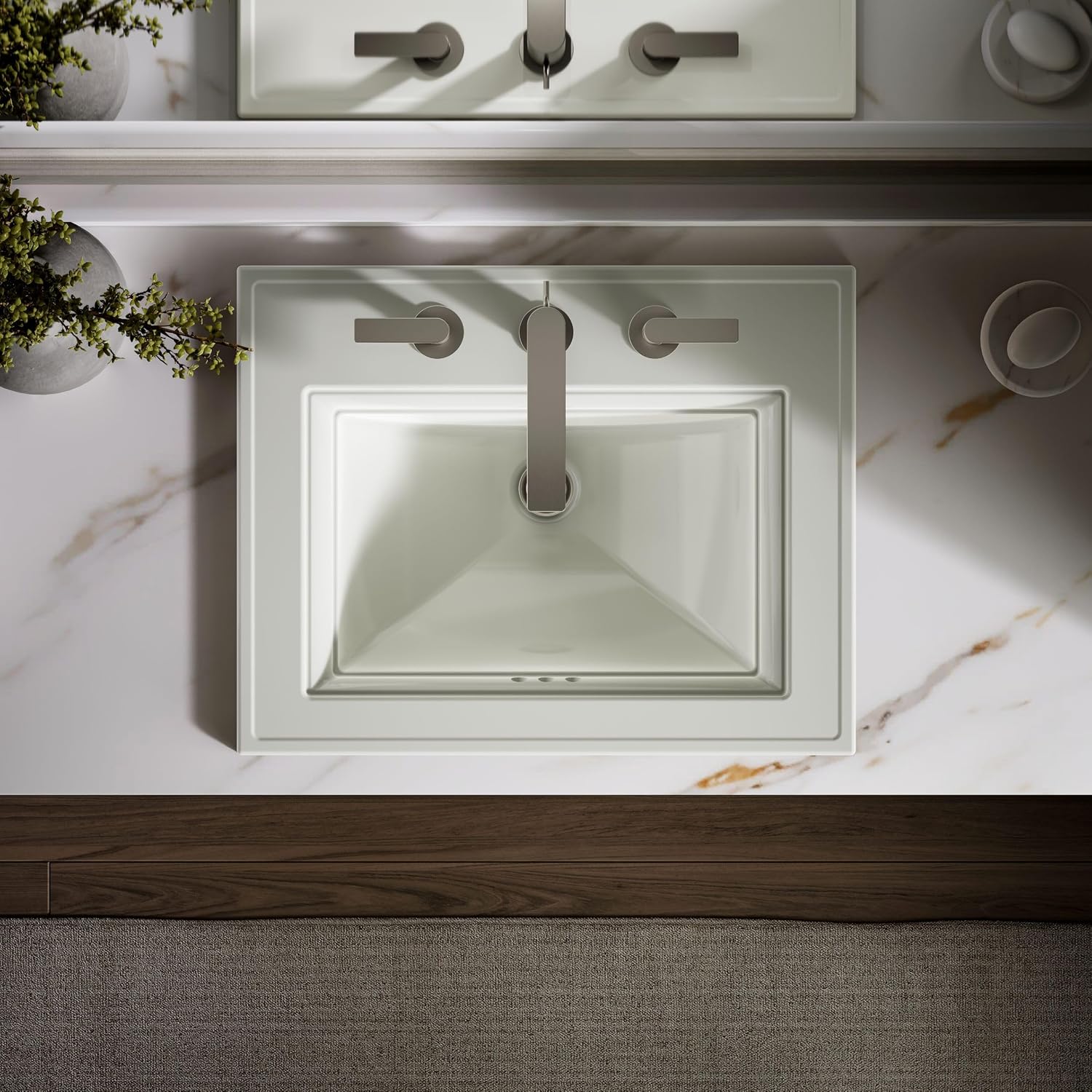 Kohler 2337-8-96 Memoirs® Stately 22-3/4' rectangular drop-in bathroom sink, Biscuit