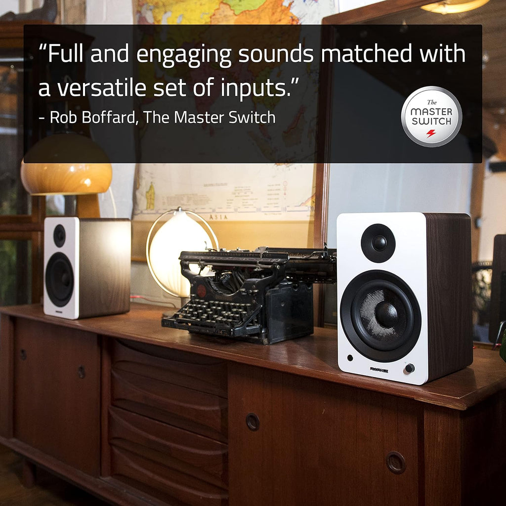 Fluance Ai61 Powered 2-Way 2.0 Stereo Bookshelf Speakers with Speaker Stands 6.5' Drivers 120W Amplifier for Turntable Bluetooth 5 Wireless Music Streaming - RCA Optical USB & Sub Out (Natural Walnut)