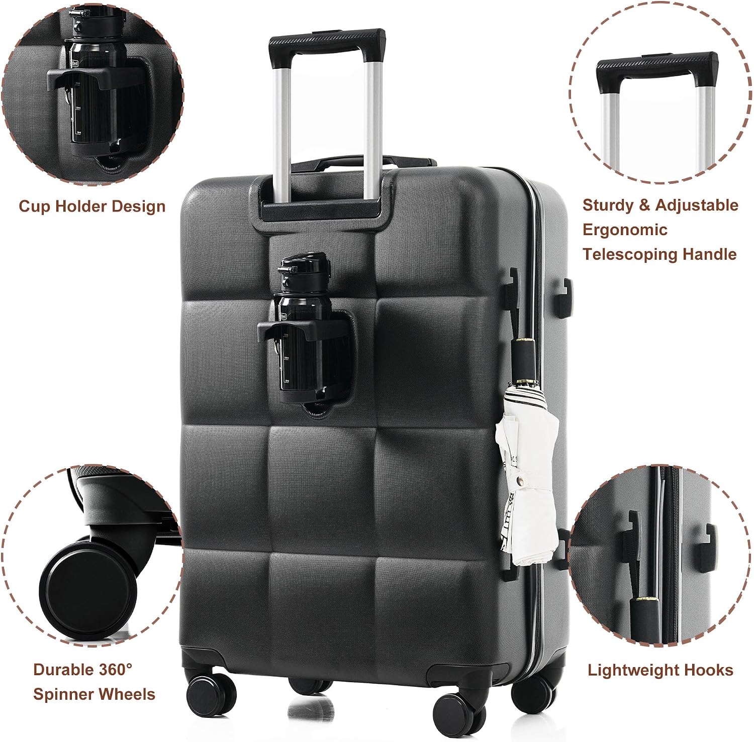 Hardshell Luggage Sets Suitcase with TSA Lock Luggage with Travel Bag