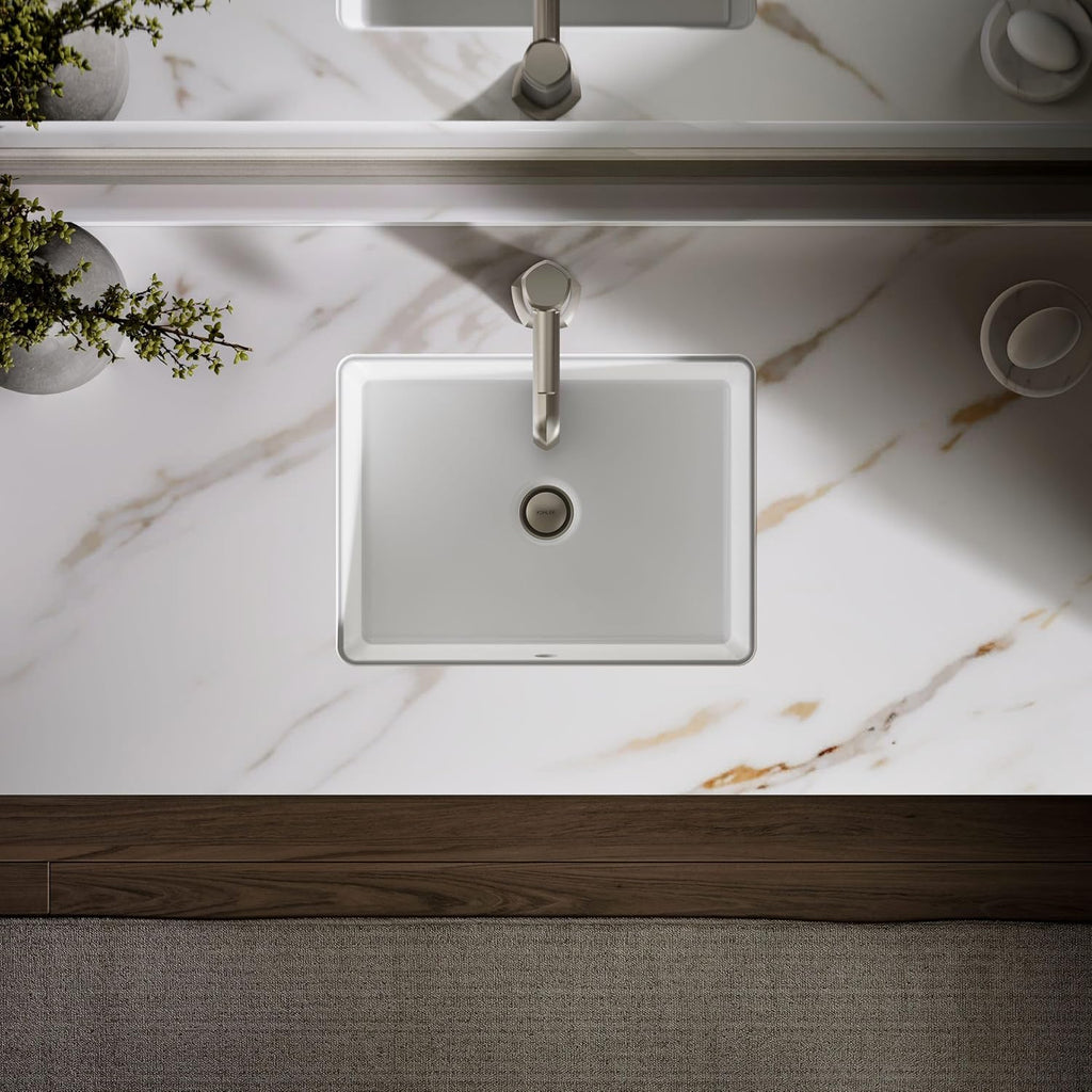 KOHLER Verticyl 17' Undermount Bathroom Vanity Sink With Overflow Drain, Undermount Bathroom Sink, White
