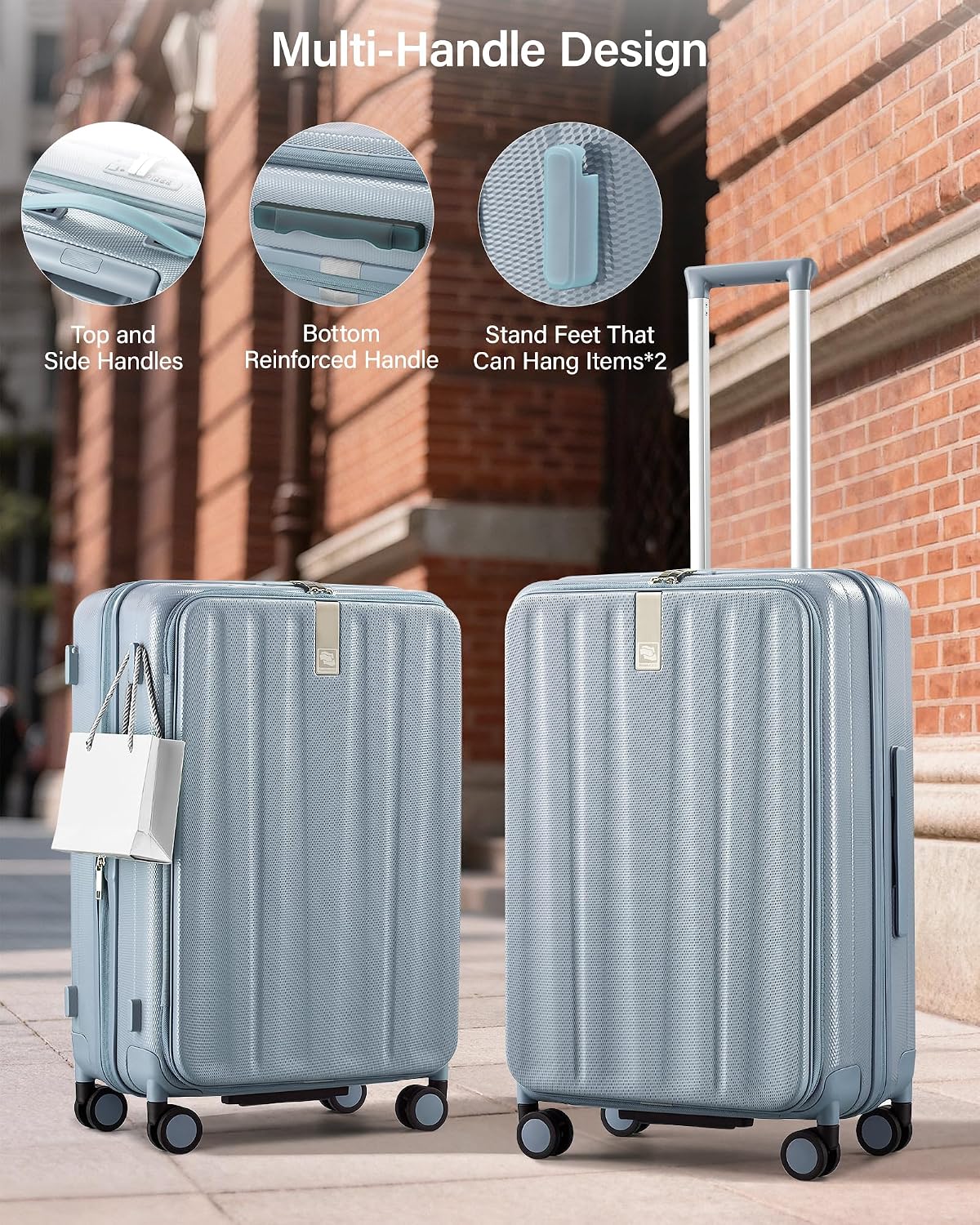 Hanke 24 Inch Expandable Luggage Top Opening Checked Bag Luggage Hard Shell Suitcases with Wheels Lightweight Travel Luggage Medium Suitcase with Lock for Woman Men-Grey