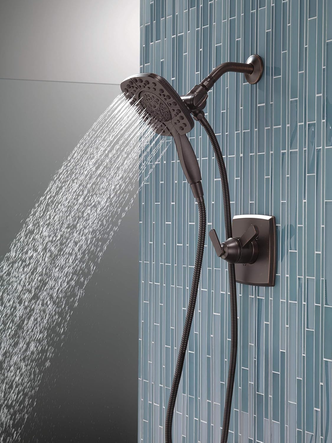 Delta Faucet Ashlyn 17 Series Dual-Function Shower Trim Kit with 2-Spray Touch-Clean In2ition 2-in-1 Hand Held Shower Head with Hose, Venetian Bronze T17264-RB-I (Valve Not Included)