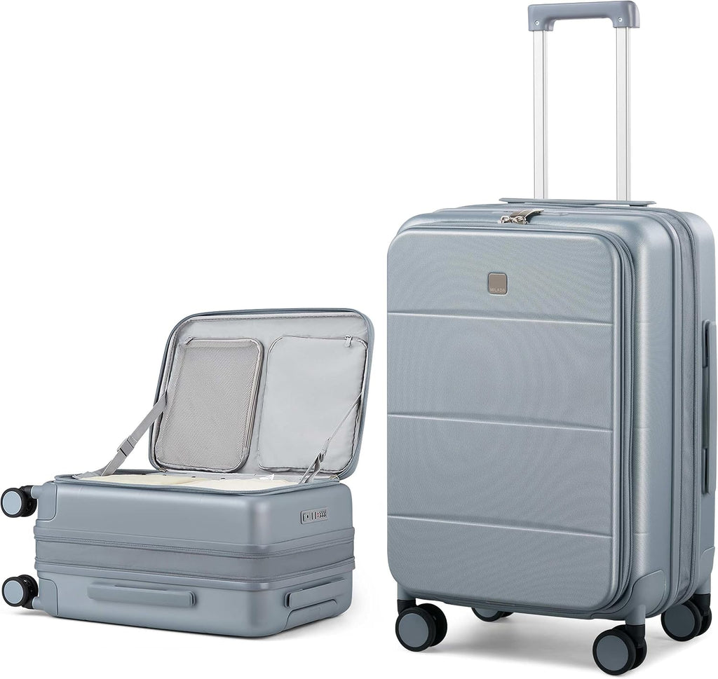 MILADA 24 Inch Checked Luggage, Expandable Hardshell Suitcase with 360° Spinner Wheels & TSA Lock, Lightweight Medium Rolling Luggage for Men and Women Travel, Grey