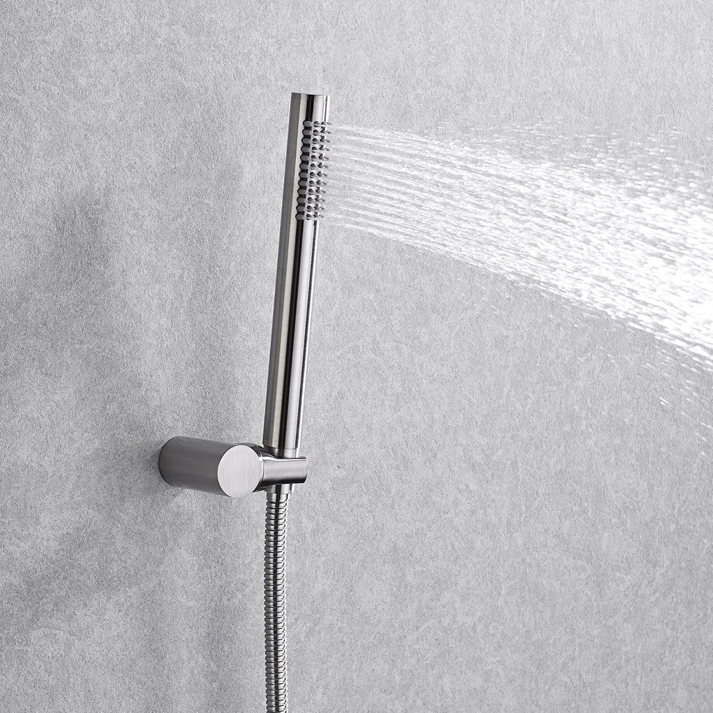 SUMERAIN Wall Mounted Rainfall Shower System Brushed Nickel Shower Faucet Set with Handheld Sprayer and Valve