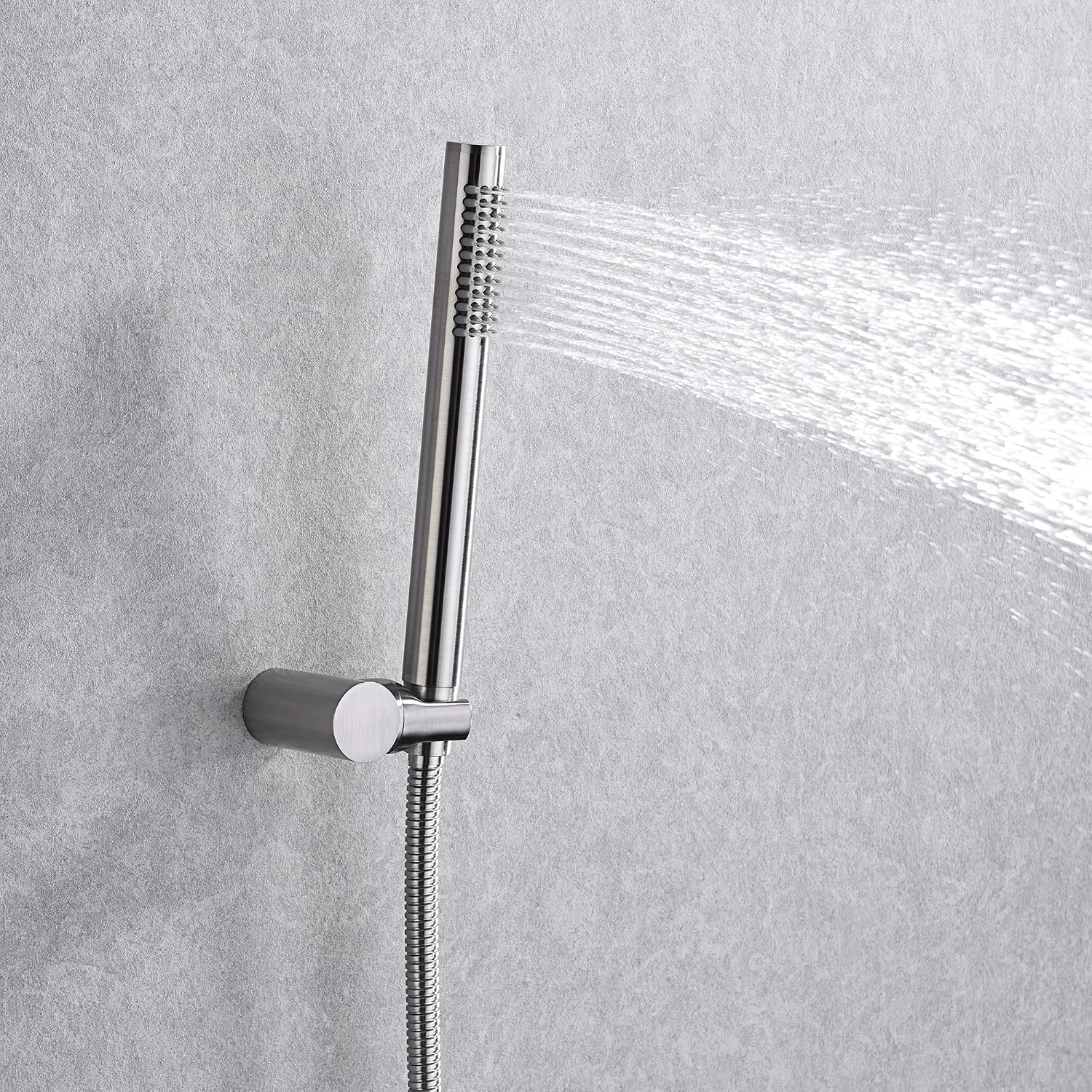 SUMERAIN Wall Mounted Rainfall Shower System Brushed Nickel Shower Faucet Set with Handheld Sprayer and Valve