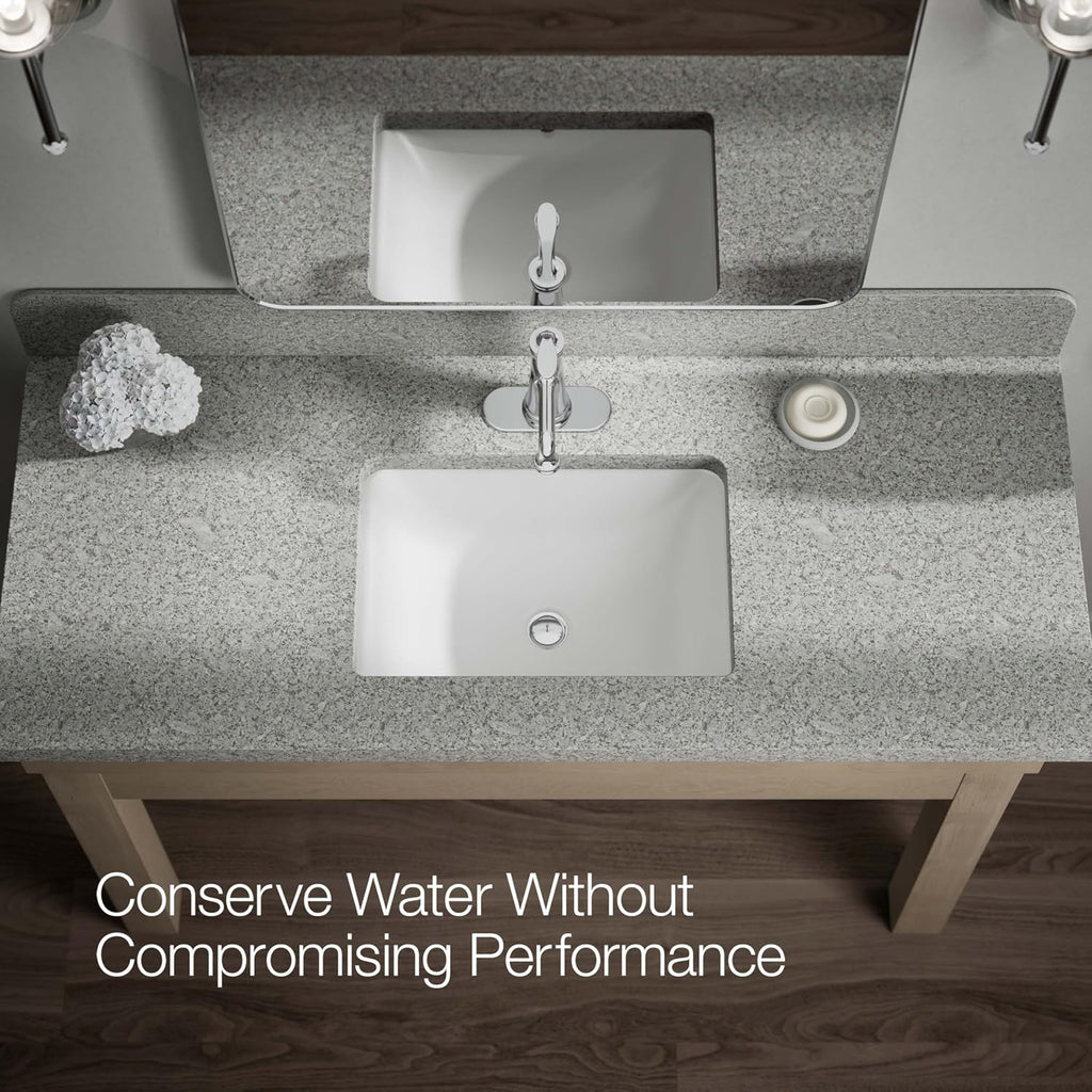 KOHLER 27379-4N-CP Bellera Single Handle Bathroom Faucet with Pop-Up Drain Assembly, One Hole Bathroom Sink Faucet, 0.5 gpm, Polished Chrome