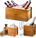Wooden Ice Bucket for Parties – Insulated Beer & Champagne Cooler, No Condensation – Handcrafted Drink Bucket & Wine Chiller, Hosting Essentials, Mimosa Bar Supplies (Himuro 3-in-1)