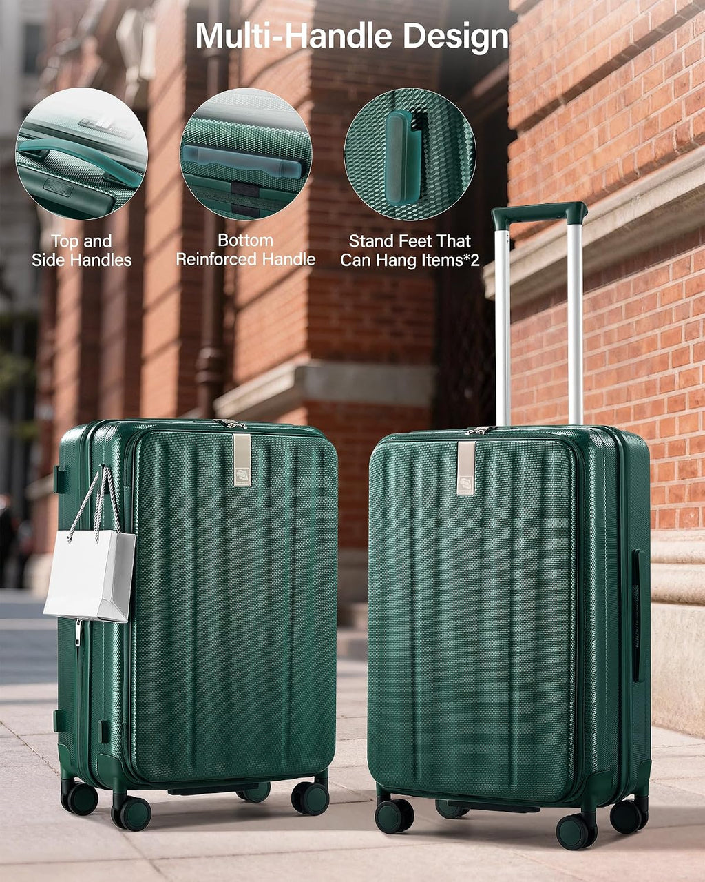 Hanke 24 Inch Expandable Luggage Top Opening Checked Bag Luggage Hard Shell Suitcases with Wheels Lightweight Travel Luggage Medium Suitcase with Lock for Woman Men-Blackish Green