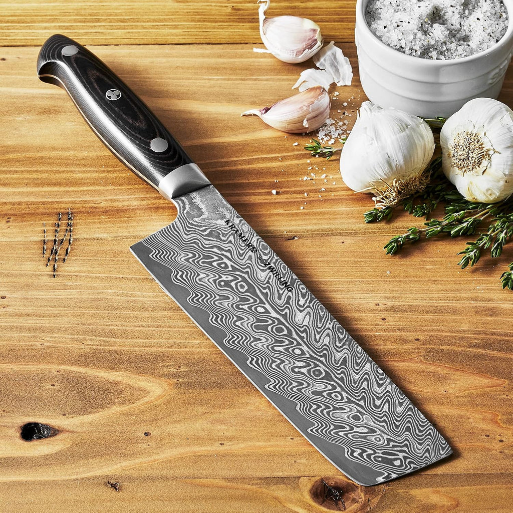 KRAMER by ZWILLING EUROLINE Damascus Collection 6.5-inch Razor-Sharp German Nakiri Knife, Made in Company-Owned German Factory with Special Formula Steel perfected for almost 300 Years
