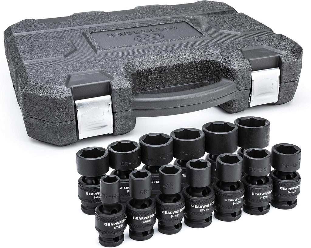 GEARWRENCH 13 Pc. 1/2' Drive 6 Pt. Standard Universal Impact Socket Set, SAE - 84938N