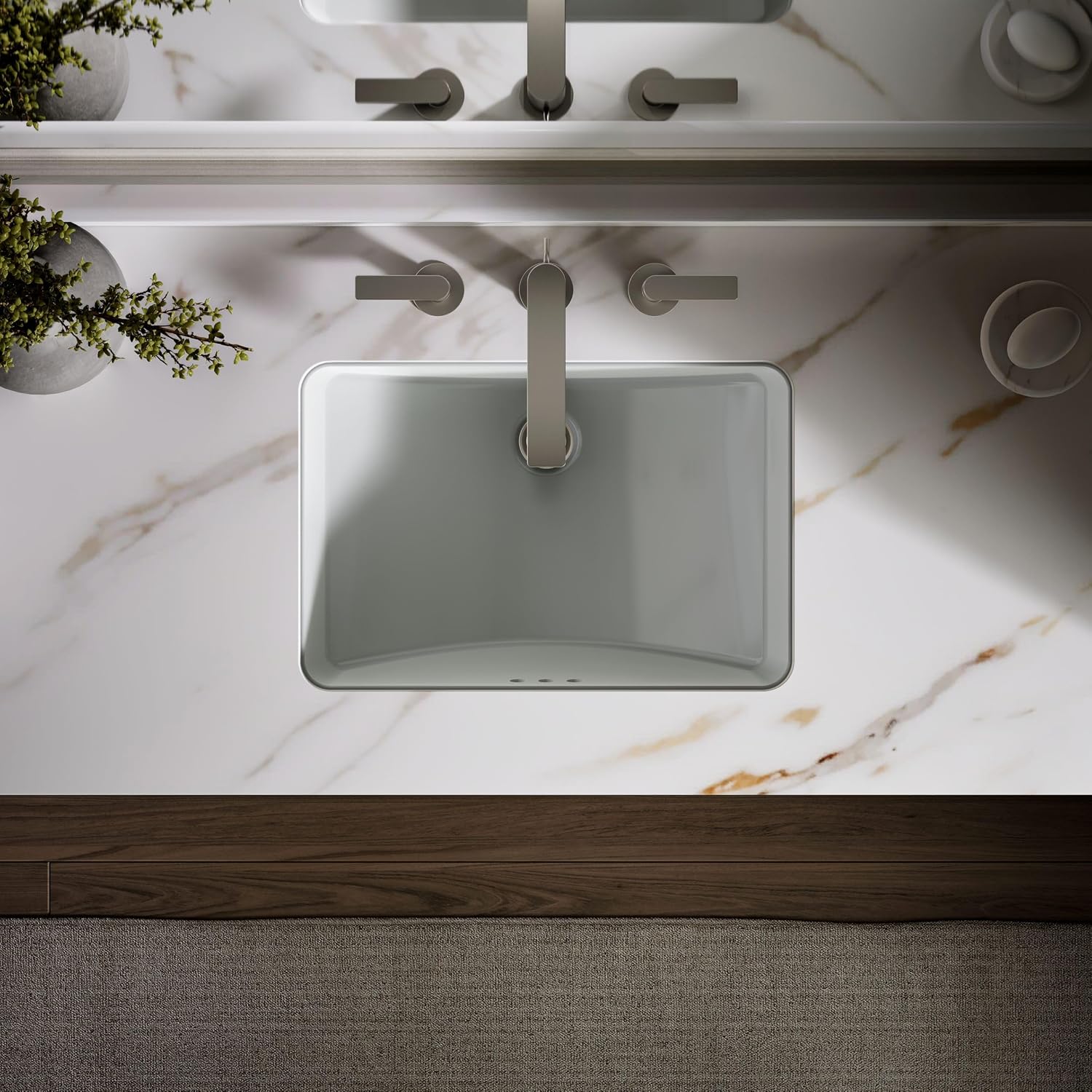 Ladena Rectangular Undermount Sink in Ice Grey