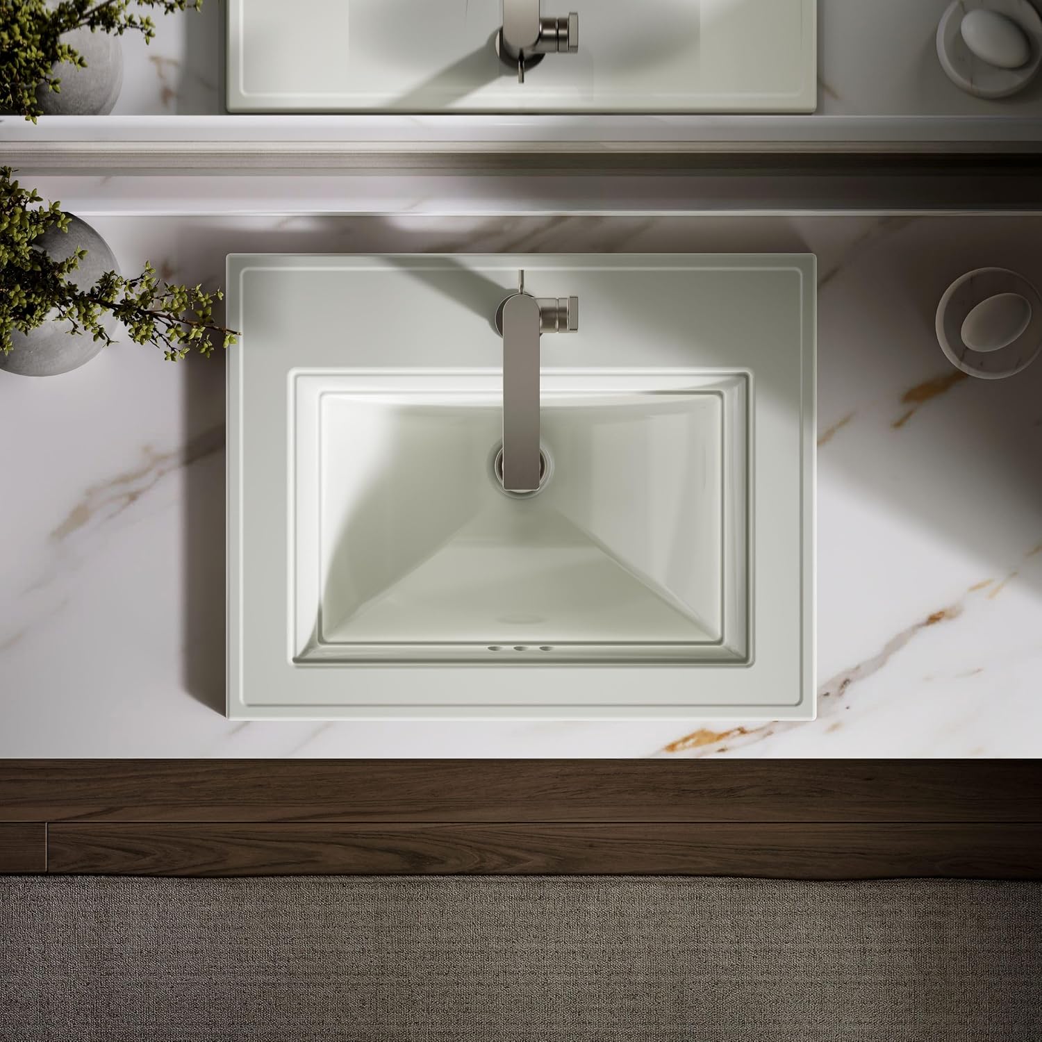 Kohler 2337-1-96 Memoirs® Stately 22-3/4' rectangular drop-in bathroom sink, Biscuit