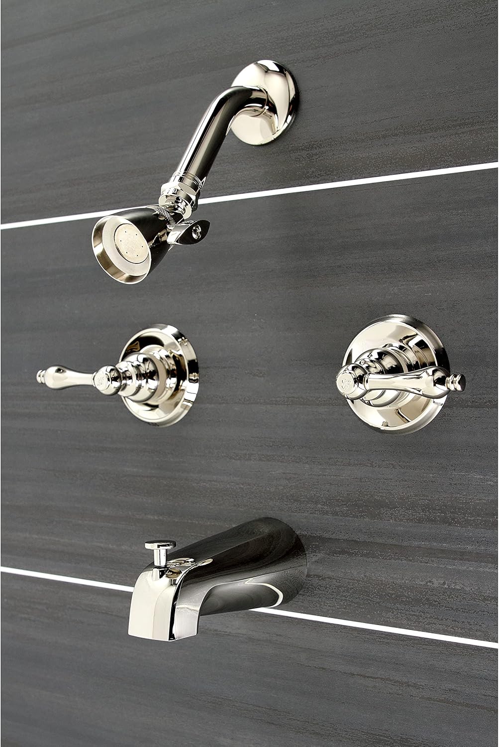 Kingston Brass KB246ALPN Victorian Double-Handle Tub and Shower Faucet in Polished Nickel