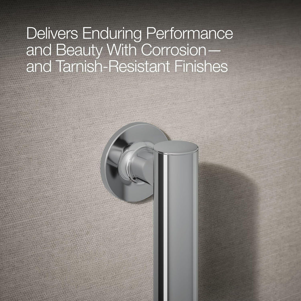 KOHLER 11892-S Purist 18' Grab Bar for Bathtubs and Showers, Wall-Mount Grab Bars for Bathroom, Polished Stainless
