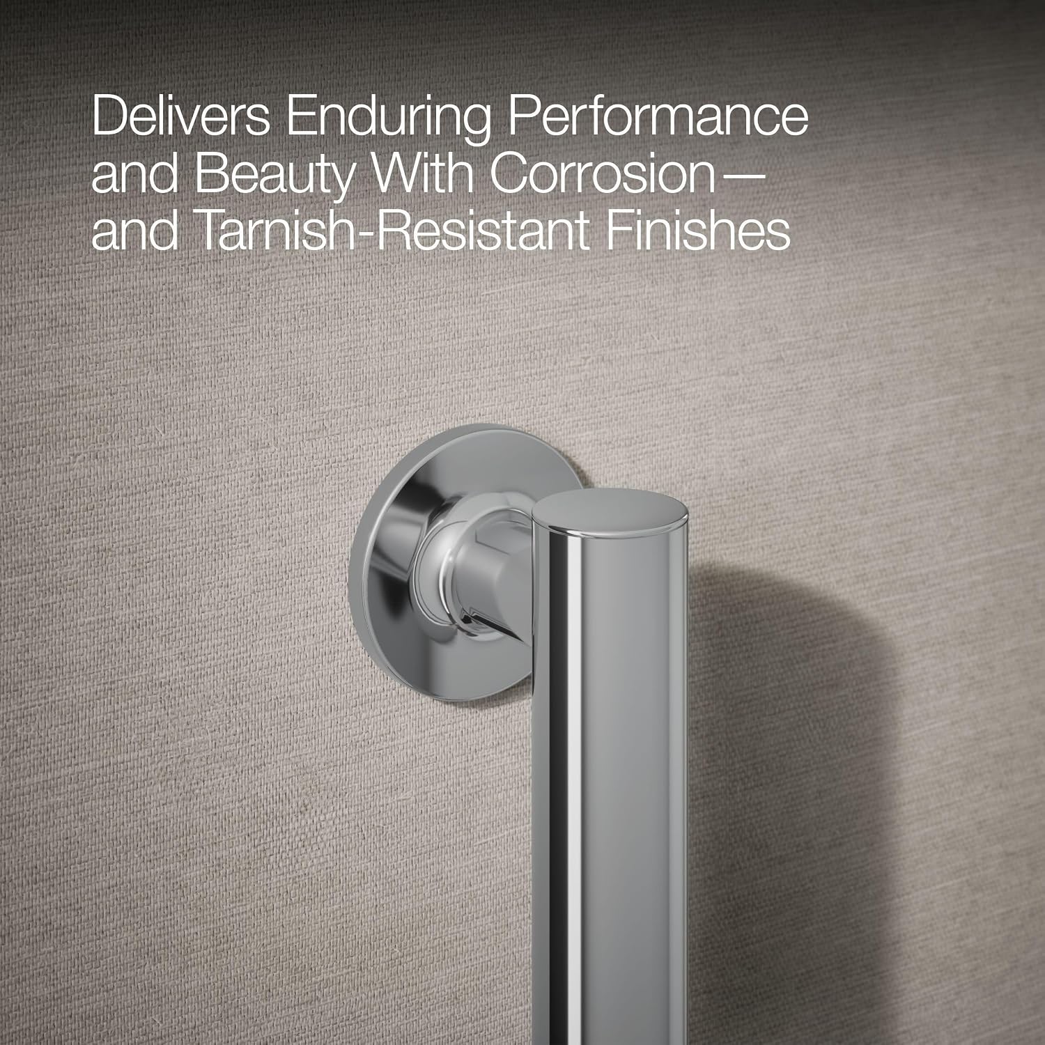 KOHLER 11892-S Purist 18' Grab Bar for Bathtubs and Showers, Wall-Mount Grab Bars for Bathroom, Polished Stainless