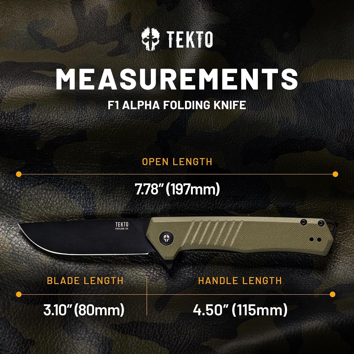 TEKTO F1 Alpha Folding Pocket Knife - Modified Straight Back Blade, Titanium Coated D2 Steel, Tactical Knife, EDC Folding Pocket Knives for Camping, Hunting & Backpacking - G10 OD Green, Black Accents