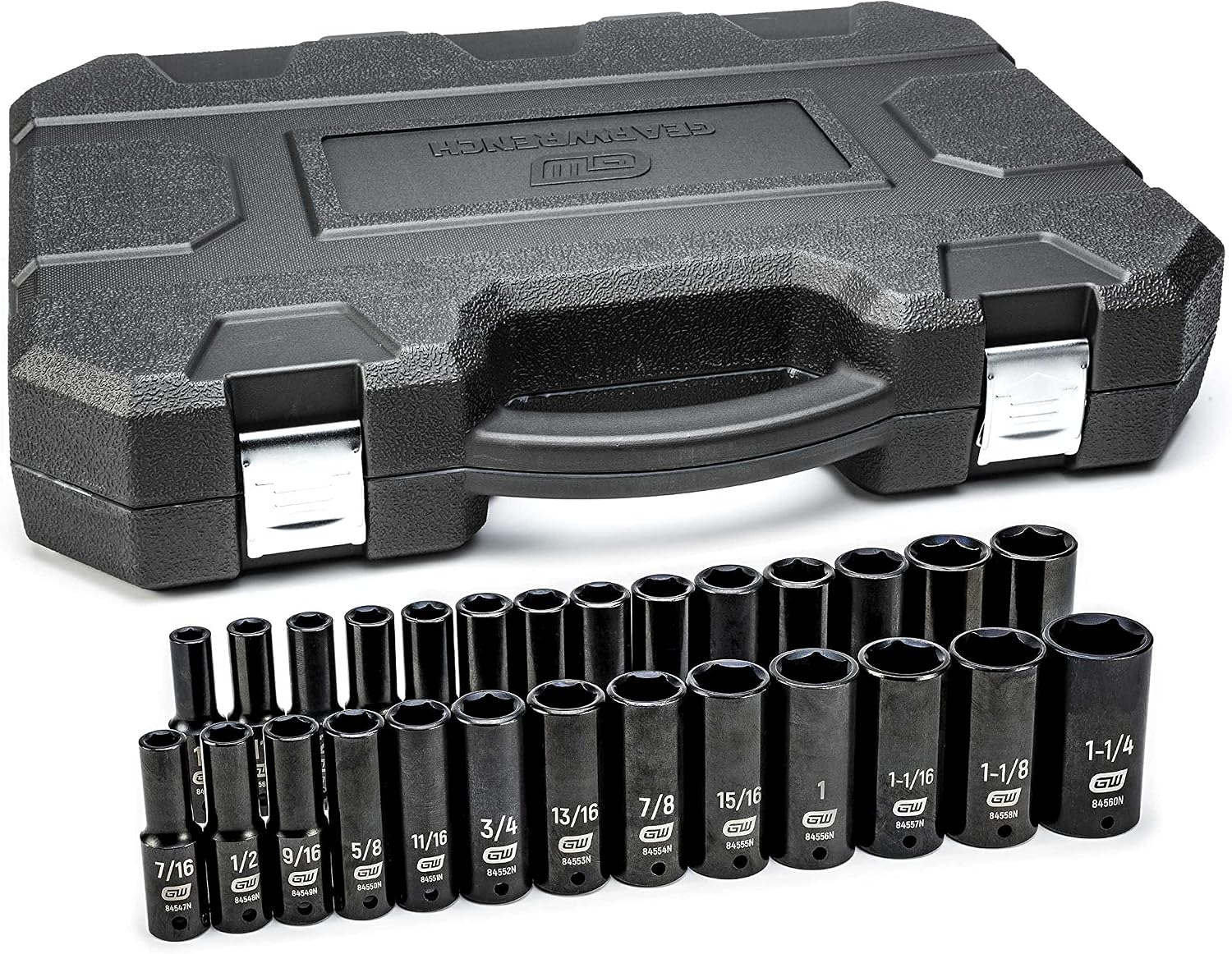 GEARWRENCH 27 Pc. 1/2' Drive 6 Pt. Impact Socket Set, Deep, SAE/Metric - 84949N