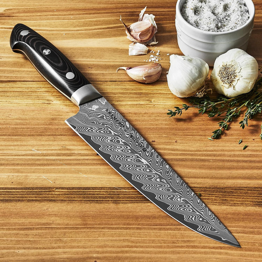 KRAMER by ZWILLING EUROLINE Damascus Collection 8-inch Razor-Sharp German Narrow Chef's Knife, Made in Company-Owned German Factory with Special Formula Steel perfected for almost 300 Years