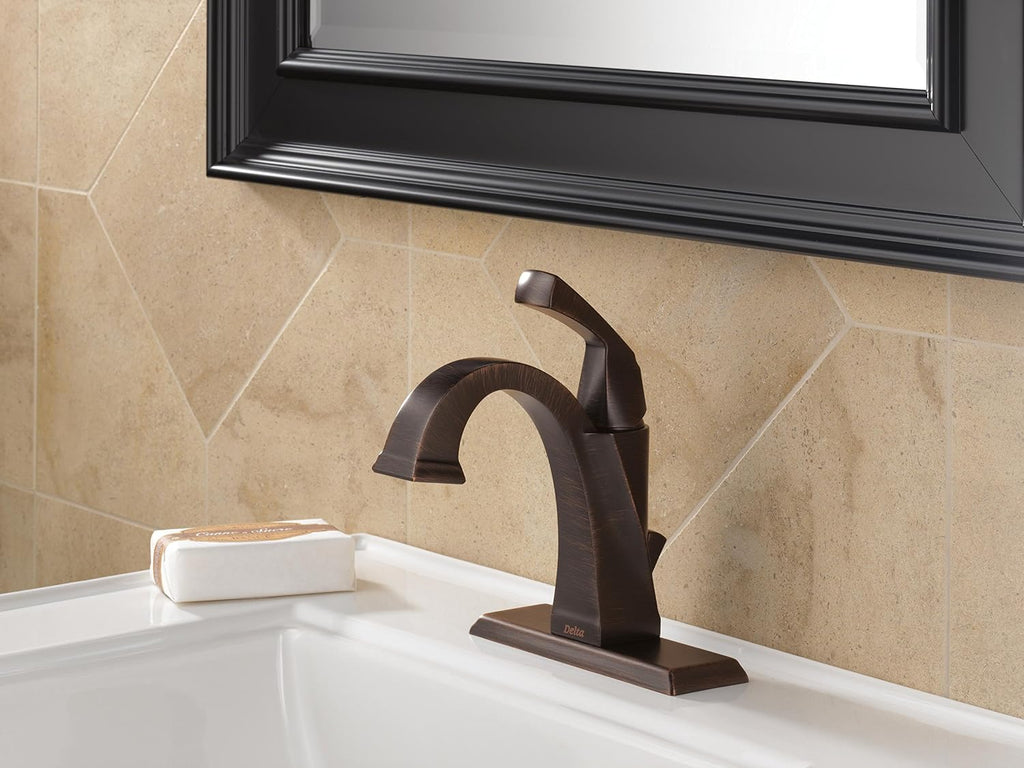 Delta Faucet Dryden Bronze Bathroom Faucet, Single Hole Bathroom Faucet, Single Handle, Diamond Seal Technology, Metal Drain Assembly, Venetian Bronze 551-RB-DST