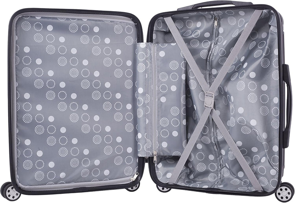 Rockland Berlin Hardside 3 Piece Expandable Spinner Wheel Luggage Set, (20'/24'/28'), Black