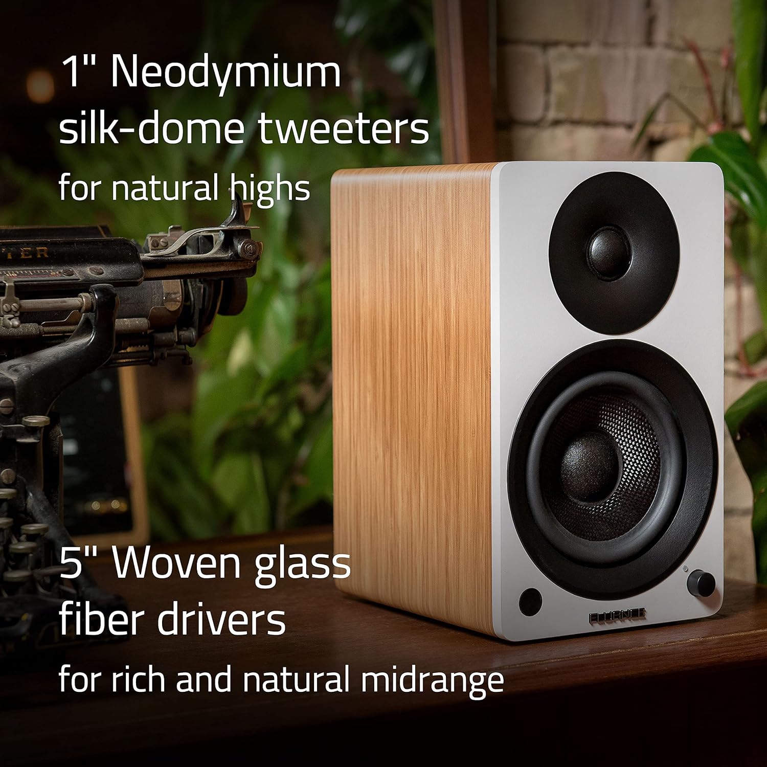 Fluance Ai41 Powered 2-Way 2.0 Stereo Bookshelf Speakers with Speaker Stands 5' Drivers 90W Amplifier for Turntable Bluetooth 5 Wireless Music Streaming with RCA Optical Subwoofer Out (Natural Walnut)