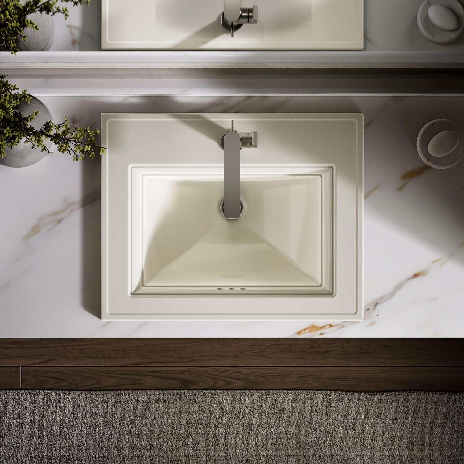 Kohler 2337-1-95 Memoirs® Stately 22-3/4' rectangular drop-in bathroom sink, Ice Grey