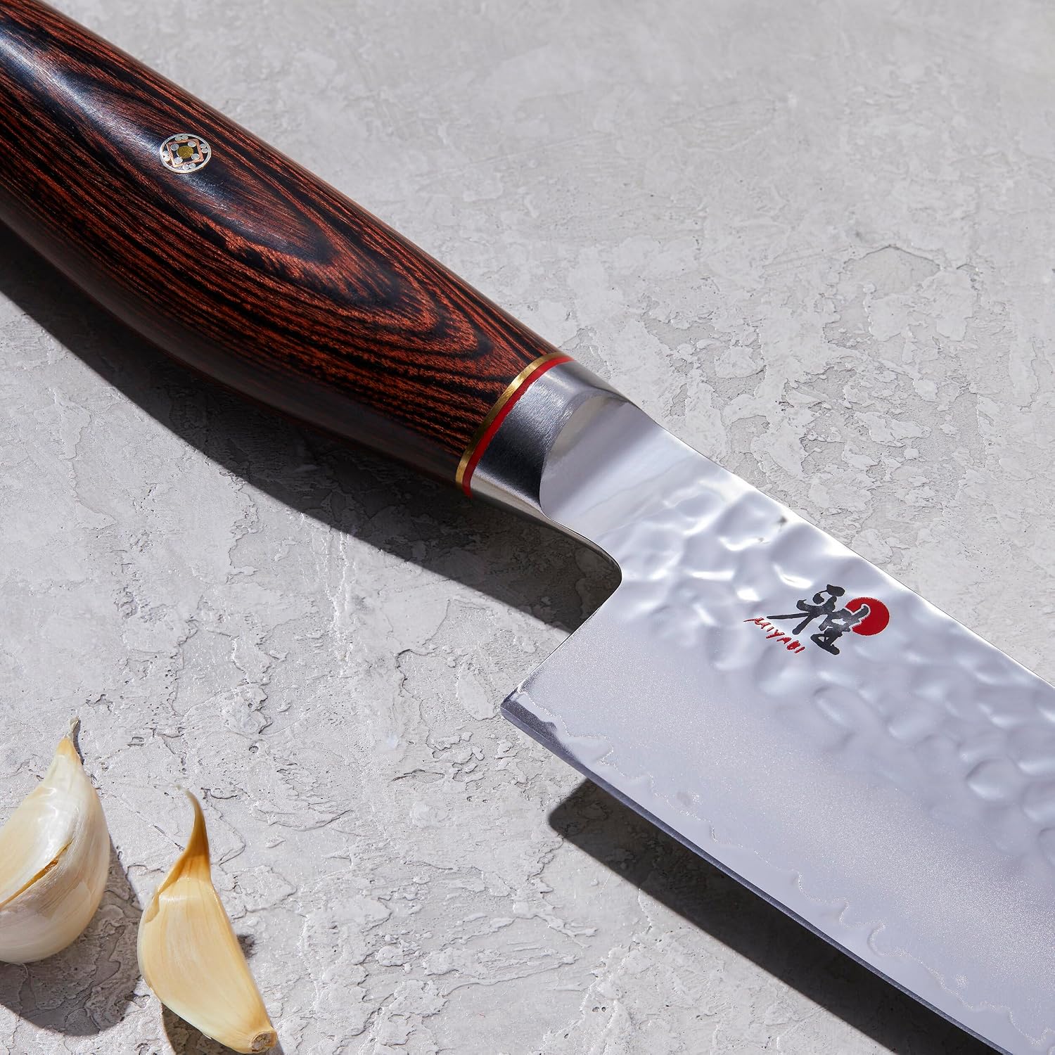 Miyabi Artisan Japanese Santoku Knife, 5,5-inch, Fine Edge Kitchen Knife, 63 Rockwell hardness, D-shaped, Rosewood Pakkawood handle, Handcrafted in Seki, Japan