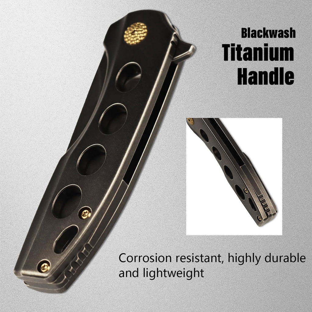KANSEPT Cassowary Premium Pocket Folding Knives for Men EDC Pocket Knife 2.9'' Blackwash CPM S35VN Blade Excellent Folding Knife with Blackwash Titanium Handle EDC K2065A1