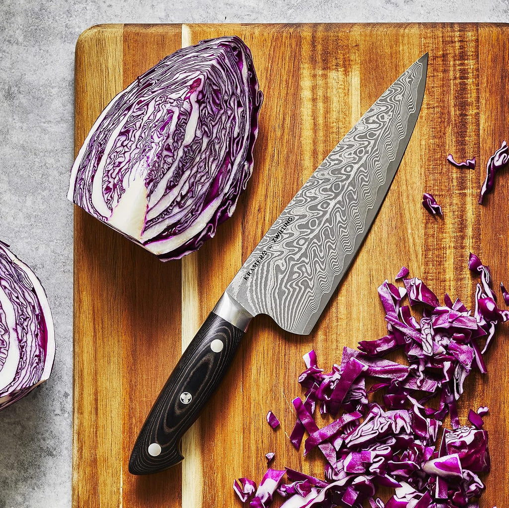 HENCKELS 8-inch Chef's Knife, Premium Quality, German Engineered, Informed by 100+ Years of Mastery, Stainless Steel, Dishwasher Safe, Black/Brown