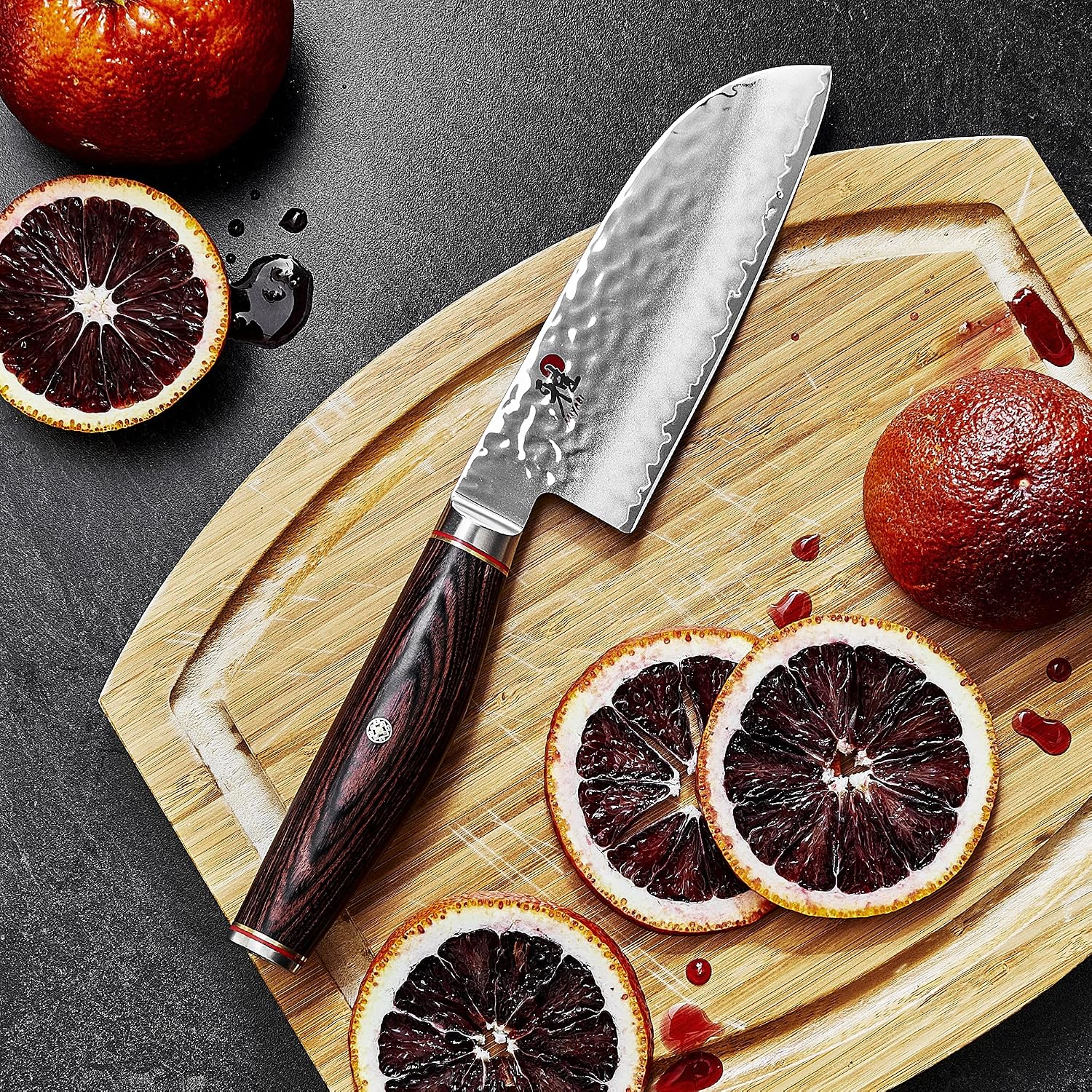Miyabi Artisan Japanese Santoku Knife, 5,5-inch, Fine Edge Kitchen Knife, 63 Rockwell hardness, D-shaped, Rosewood Pakkawood handle, Handcrafted in Seki, Japan